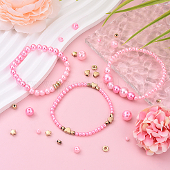 DIY Glass Pearl & CCB Plastic Bead Elastic Bracelets Making Kits&nbsp;DIY-YW0012-83