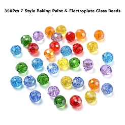 350Pcs 7 Style Baking Paint & Electroplate Glass Beads&nbsp;EGLA-YW0001-18