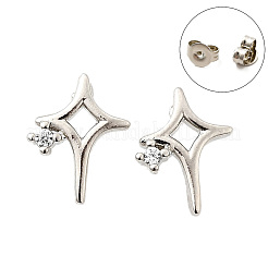 Brass Micro Pave Clear Cubic Zirconia Stud Earrings&nbsp;EJEW-M103-03P