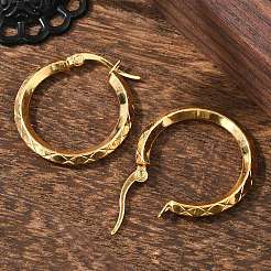 Ion Plating(IP) 304 Stainless Steel Hoop Earrings&nbsp;EJEW-L215-38G