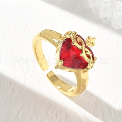 Brass & Glass Cuff Open Rings for Women&nbsp;KK-CBA760A-01C-G
