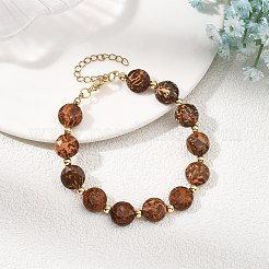 Natural Starburst Jasper & Brass Spacer Beads Beaded Bracelets for Women&nbsp;BJEW-JB14112-03