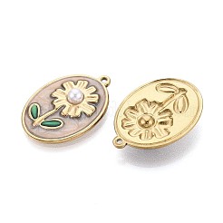 304 Stainless Steel Enamel and ABS Imitation Pearl Pendants&nbsp;STAS-T068-86A