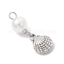 Ocean Themes Alloy & ABS Plastic Imitation Pearl Pendants&nbsp;PALLOY-JF03879