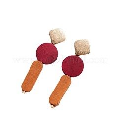 Wood & Iron Dangle Stud Earrings&nbsp;WGBF754-07