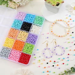 3000Pcs 15 Colors Baking Paint Glass Seed Beads&nbsp;SEED-SP0001-06B