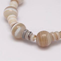 Natural Striped Agate/Banded Agate 3-Hole Guru Bead Strands&nbsp;G-K149-36