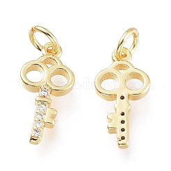 Brass Micro Pave Clear Cubic Zirconia Charms&nbsp;ZIRC-I048-12G