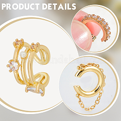 4Pcs Triple C-Shaped Alloy Micro Pave Clear Cubic Zirconia Cuff Earrings&nbsp;EJEW-WR0001-011