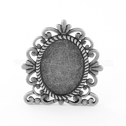 Tibetan Style Alloy Mirror Cabochon Settings&nbsp;TIBEP-S293-081AS-LF