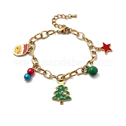 Christmas Theme 304 Stainless Steel Charm Bracelets for Women&nbsp;BJEW-Z142-05G