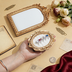 2Pcs 2 Styles Goldenrod Photo Frame Resin Finger Ring Organizer Holder with Velvet Mat&nbsp;RDIS-JOY0001-01