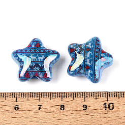 Christmas UV Plating Printed Opaque Acrylic Beads&nbsp;MACR-N018-06D
