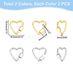 4Pcs 2 Colors Brass Screw Carabiner Lock Charms&nbsp;KK-UN0001-99