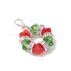 2Pcs 2 Colors Imitation Austrian Crystal K9 Glass & Brass Crystal Rhinestone Beaded Hexagon Pendants&nbsp;PALLOY-JF04344