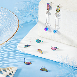 40Pcs Rainbow Color 304 Stainless Steel Stud Earring Findings&nbsp;EJEW-AR0001-02