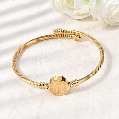 Twisted 304 Stainless Steel Cuff Bangles for Women&nbsp;BJEW-P387-01G
