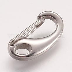 Tarnish Resistant 304 Stainless Steel Push Gate Snap Keychain Clasp Findings&nbsp;STAS-F083-06P