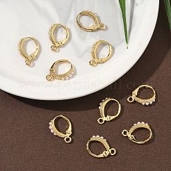 SHEGRACE Brass with Imitation Pearl Leverback Earring Findings&nbsp;XGR0069G-75G