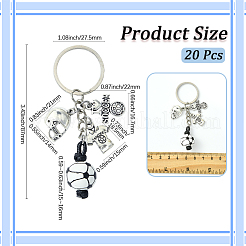 20Pcs Alloy & Wood Keychain&nbsp;KEYC-SC0001-59C