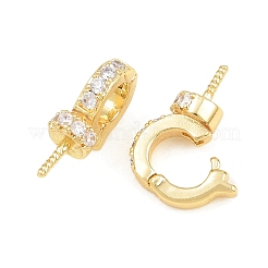 Brass Micro Pave Clear Cubic Zirconia Fold Over Clasps&nbsp;CU-CBA3901-01G