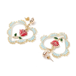 Iron Flower Dangle Stud Earrings&nbsp;EJEW-MZ00404-01