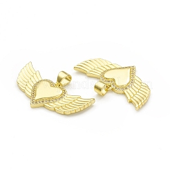 Rack Plating Brass Micro Pave Clear Cubic Zirconia Pendants&nbsp;KK-C011-29G