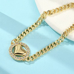 Brass Micro Pave Clear Cubic Zirconia Link Bracelets&nbsp;LS-BJEW-M050-03G-02