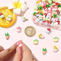 60Pcs 6 Styles Potted Plant Themed Opaque Resin Cabochons&nbsp;CRES-CJ0001-76