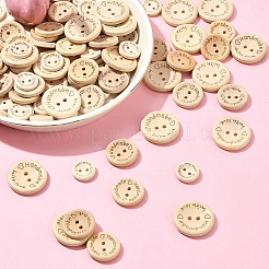 100Pcs 5 Styles Wooden Buttons&nbsp;BUTT-YW0001-03