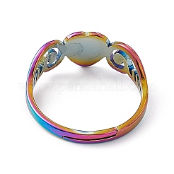 Ion Plating(IP) 201 Stainless Steel Heart Adjustable Ring for Women&nbsp;RJEW-K242-01M