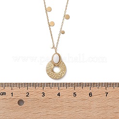 304 Stainless Steel & Oval White Glass Donut Pendant Necklaces for Women&nbsp;NJEW-A045-01G