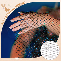 Polyester Rhinestones Mesh Fabric&nbsp;DIY-WH0170-39B