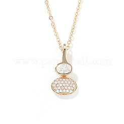 Brass Pave Clear Cubic Zirconia Gourd Shape Pendant Necklaces for Women&nbsp;YJ8780