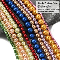Round Grade A Glass Pearl Beads Strands&nbsp;HY-E001-09