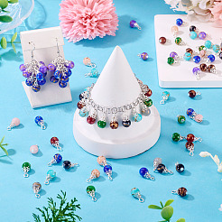100Pcs 10 Colors Baking Paint Glass Pendants&nbsp;PALLOY-TAC0205