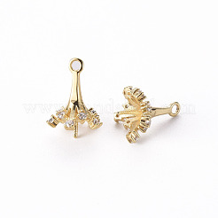 Brass Micro Pave Clear Cubic Zirconia Peg Bails Charms&nbsp;KK-Q765-011-NF