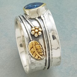 Teardrop & Flower & Leaf Pattern Alloy with Glass Finger Rings&nbsp;FS-WG58DE6-02