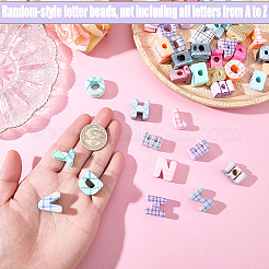 50Pcs Printed Opaque Acrylic European Beads&nbsp;MACR-SP0002-21C