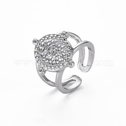 Oval with Snake Pattern Rack Plating Alloy Cuff Rings&nbsp;RJEW-Q163-023B-RS