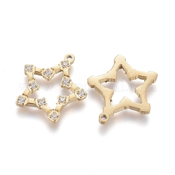 316 Surgical Stainless Steel Micro Pave Clear Cubic Zirconia Charms&nbsp;STAS-I164-033G
