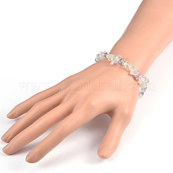 Chips Natural Fluorite Beaded Stretch Bracelets&nbsp;BJEW-JB01826-01