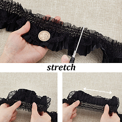 Polyester Double Layer Pleated Lace Ribbon&nbsp;OCOR-WH0036-92A