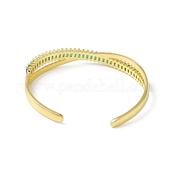 Green Cubic Zirconia Criss Cross Open Cuff Bangle&nbsp;BJEW-I307-03G