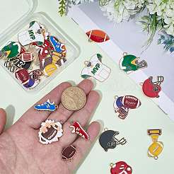 30Pcs 15 Styles Rugby Theme Alloy Enamel Pendants&nbsp;ENAM-SC0007-86