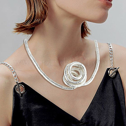 2Pcs 2 Colors Zinc Alloy Round Snake Chain Necklaces for Women&nbsp;NJEW-SC0001-64