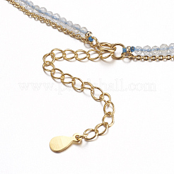 Faceted Natural Blue Topaz Tiered Necklaces&nbsp;NJEW-F212-10G