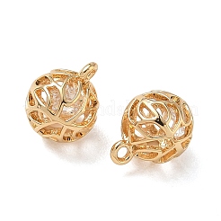 Brass Micro Pave Clear Cubic Zirconia Pendants&nbsp;KK-D261-01G-05