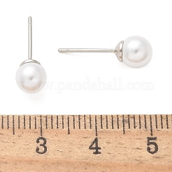 Brass ABS Imitation Pearl Stud Earrings&nbsp;EJEW-B132-01A-P