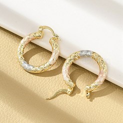 Brass Two Tone Hoop Earrings&nbsp;EJEW-B117-06C-M
